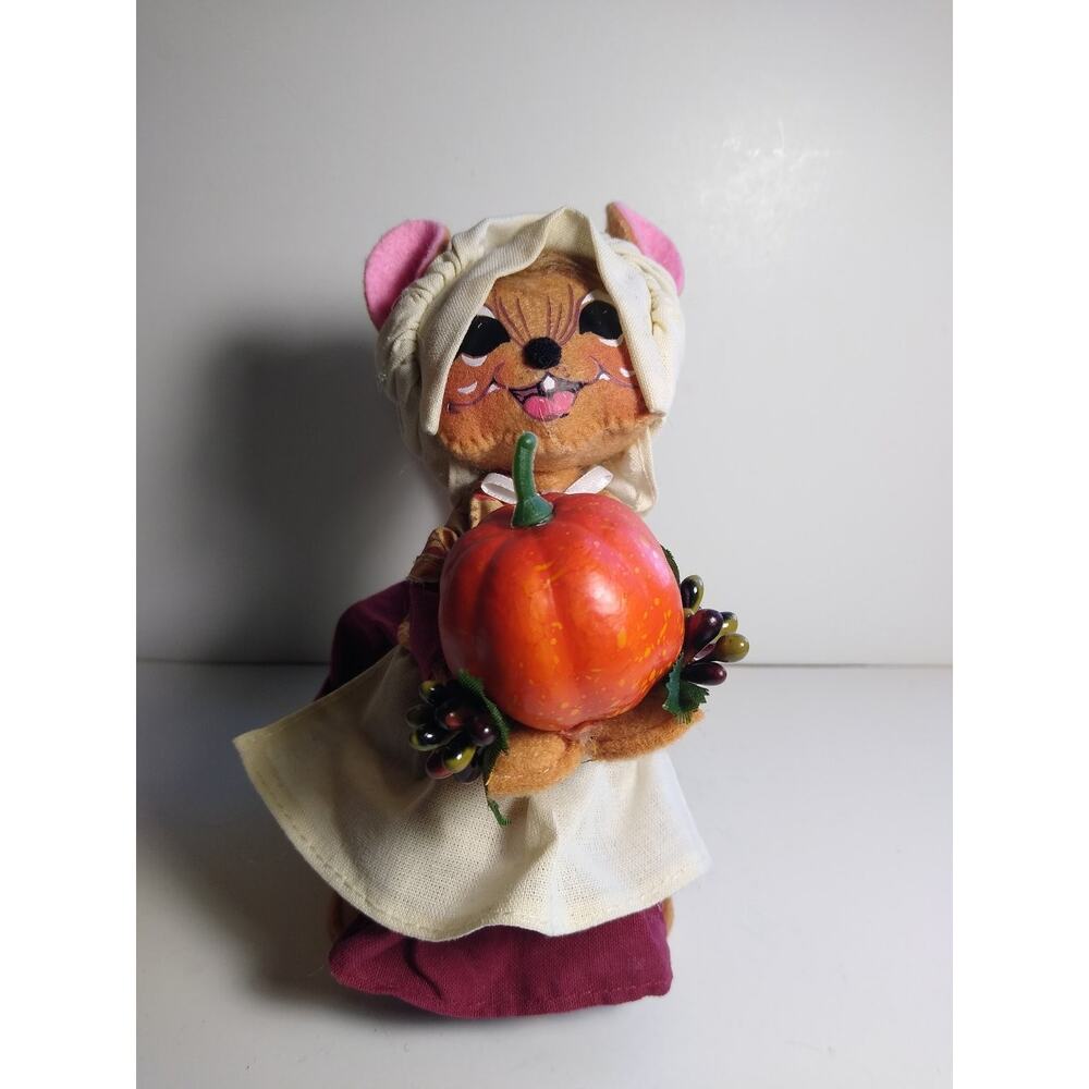 Annalee Dressed Mouse Figurine Thanksgiving Harvest Fabric 6" Tall Original